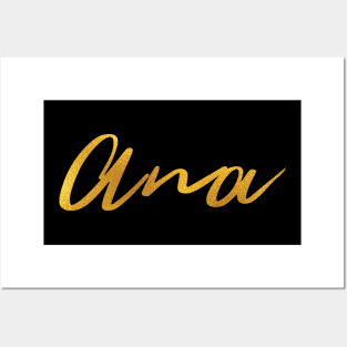 Ana Name Hand Lettering in Faux Gold Letters Posters and Art